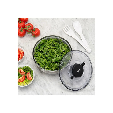 Oxo Stainless Steel Salad Spinner, 10.5cmx10.5cmx8cm, Inox Black