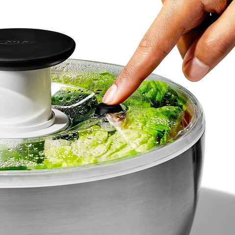 Oxo Stainless Steel Salad Spinner, 10.5cmx10.5cmx8cm, Inox Black