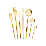 Karaca Jupiter 84-Piece Stainless Steel Cutlery Set for 12 People, Shiny Gold