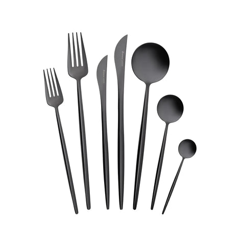 Karaca Jupiter 84-Piece Stainless Steel Cutlery Set for 12 People, Shiny Black