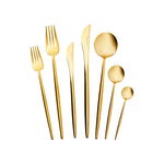 Karaca Jupiter 84-Piece Stainless Steel Cutlery Set for 12 People, Matte Champain Gold