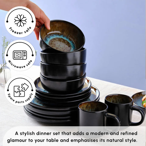 Karaca Elias 24-Piece Reactive Glaze Dinner Set for 6 People, Multi