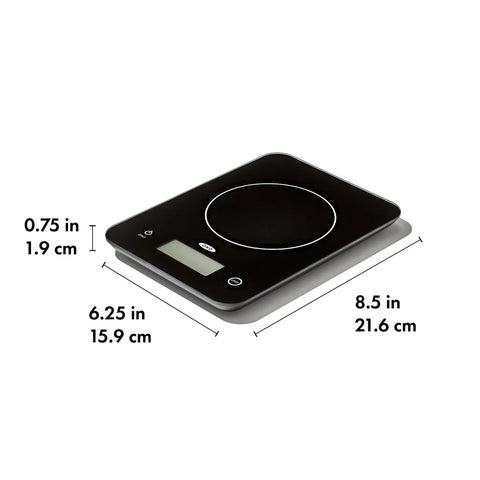 Oxo Everyday Glass Food Scale, 11lb/5kg, Black