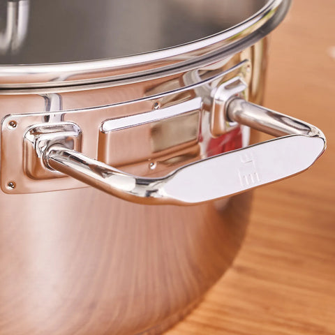 Karaca Grace Stainless Steel Induction Stockpot with Lid, 24cm, Silver