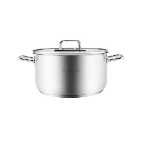 Karaca Grace Stainless Steel Induction Stockpot with Lid, 24cm, Silver