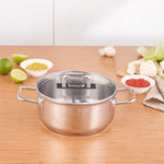 Karaca Grace Stainless Steel Induction Shallow Stock Pot, 20cm, Silver