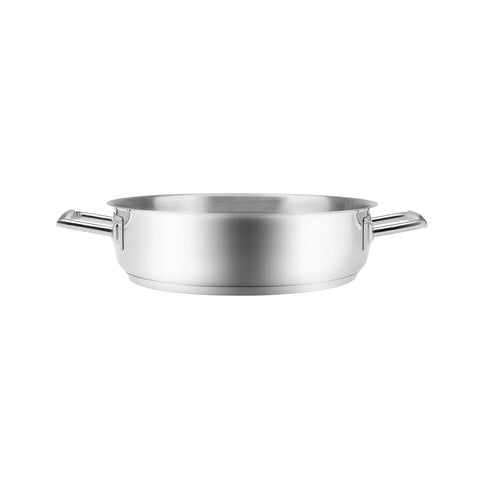 Karaca Grace Stainless Steel Induction Shallow Stock Pot, 20cm, Silver