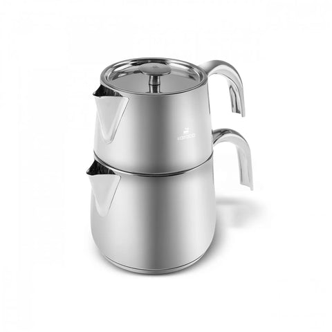 Karaca Curve Stainless Steel Induction Teapot Set, Medium, Silver