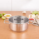 Karaca Grace Stainless Steel Induction Stockpot with Lid, 22cm, Silver