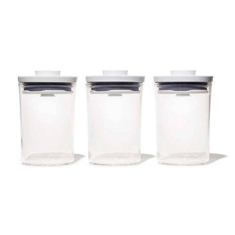 Oxo Round 3-Piece Mini Round POP Canister Set, White Multi