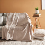 Karaca Elanor Flannel Emboss Wellsoft Blanket, Double, Ivory