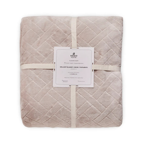 Karaca Elanor Flannel Emboss Wellsoft Blanket, Double, Ivory