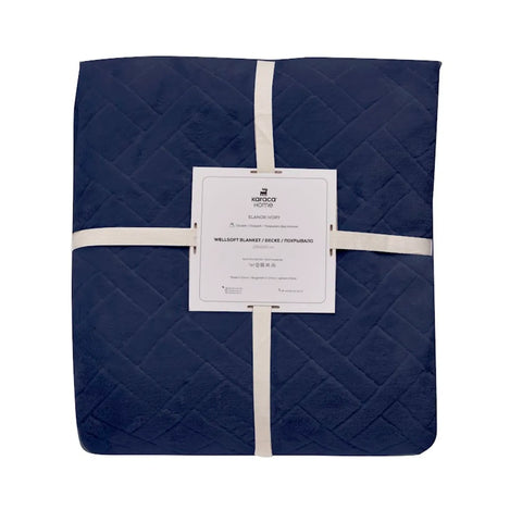  Karaca Elanor Flannel Emboss Wellsoft Blanket, Double, Navy