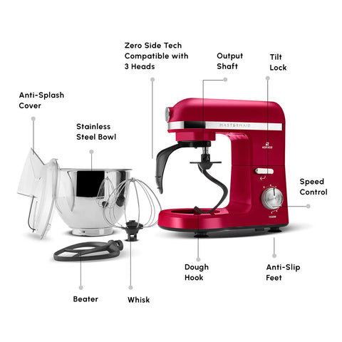 Karaca Mastermaid Chef Pro Zero Side Tech Stand Mixer, 5L, 1500W, Red