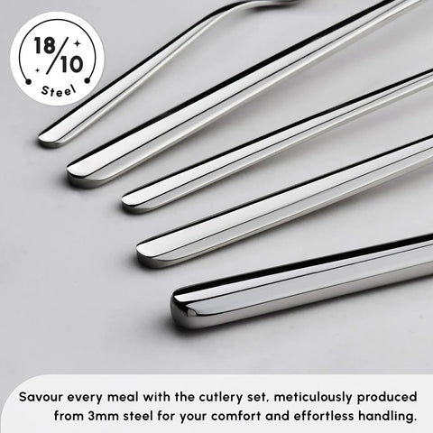 Karaca Boreas 84-Piece Stainless Steel Cutlery Set for 12 People, Silver