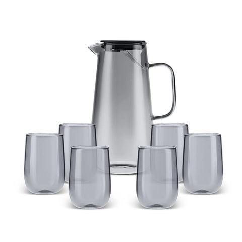 Karaca Parma 7-Piece Pitcher and Tumbler Set for 6 People, Blue