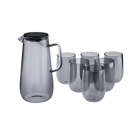 Karaca Parma 7-Piece Pitcher and Tumbler Set for 6 People, Blue