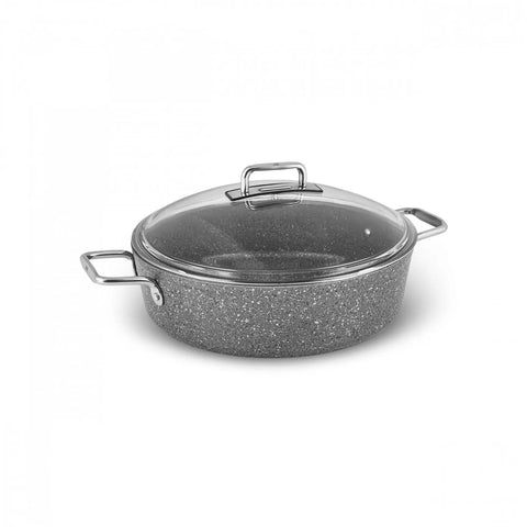 Karaca Salvador Biogranite  Shallow Casserole with Lid, 26cm, Grey