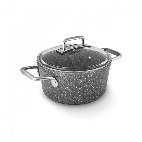 Karaca Salvador Biogranite Shallow Casserole with Lid, 20cm, Grey