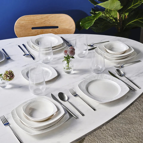 Karaca Farah 24-Piece Cream Bone Dinner Set for 6 People, Cream