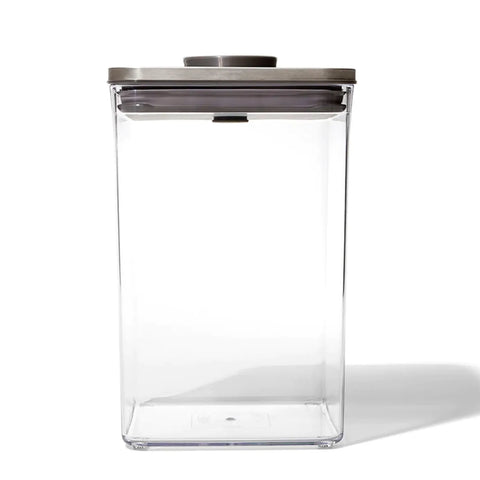 Oxo POP Stainles Steel Lid  Container Big Square Medium, 4.2L, Grey Transparent