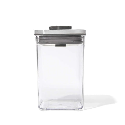 Oxo POP Stainless Steel lid Container Small Square Short,1L, Grey Transparent