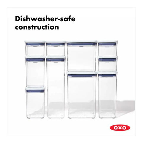 Oxo POP Container Medium Square Short, Rectangle,2.7L, White Transparent