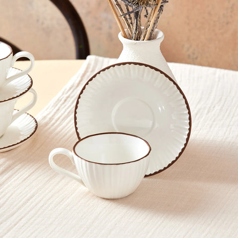 Karaca Rhine 8 Piece Porcelain Coffee Cup Set for 4 People, 90ml, White