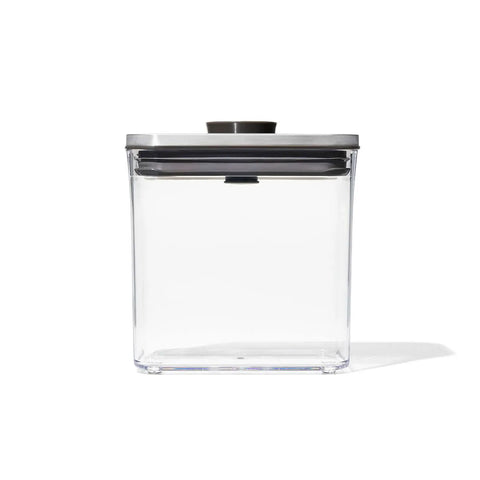 Oxo POP Stainles Steel Lid Rectangle Container , 1.6L, Grey Transparent