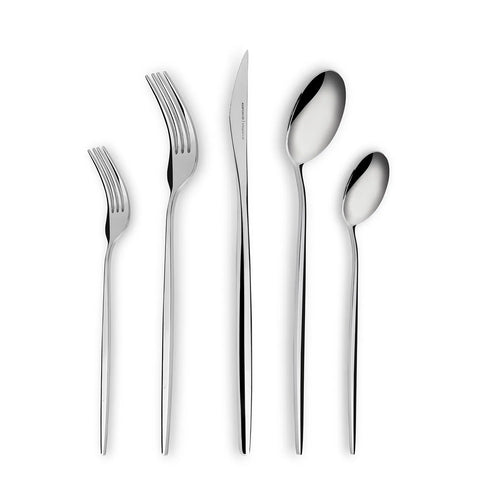 Karaca New Porto 60-Piece Stainless Steel Cutlery Set for 12 People, Platinum