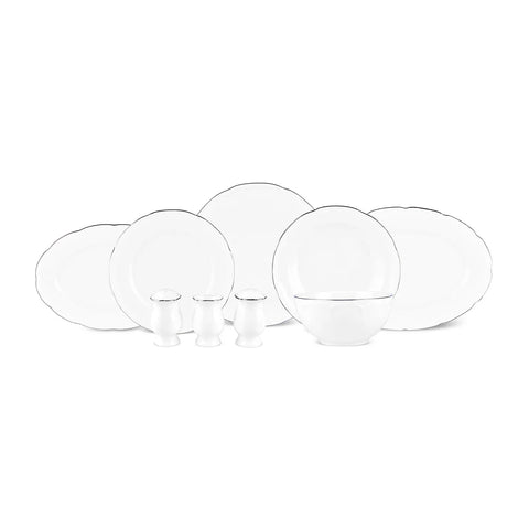 Karaca Tobias 56-Piece Bone China Dinner Set for 12 People, White