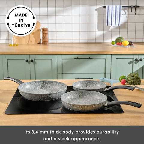 Karaca Gris Biogranite 3-Piece Induction Pan Set, Grey