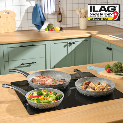 Karaca Gris Biogranite 3-Piece Induction Pan Set, Grey