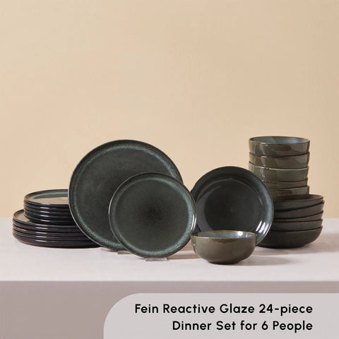 Karaca Fein 24-Piece Reactive Glaze Dinner Set for 6 People, Multi