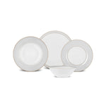 Karaca Elos 24-Piece New Generation Bone China Dinner Set for 6 People, White