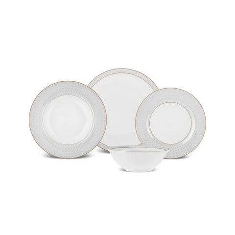 Karaca Elos 24-Piece New Generation Bone China Dinner Set for 6 People, White