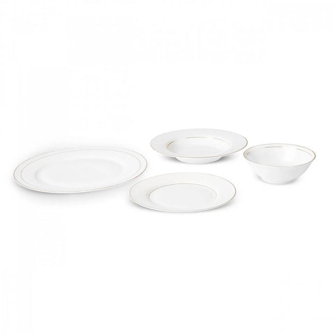 Karaca Elos 24-Piece New Generation Bone China Dinner Set for 6 People, White