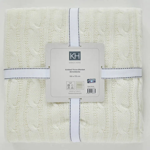 Karaca Home Cable Knit Throw, 130cmx170cm, Bone Color