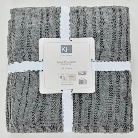 Karaca Home Cable Knit Throw, 130cmx170cm, Grey