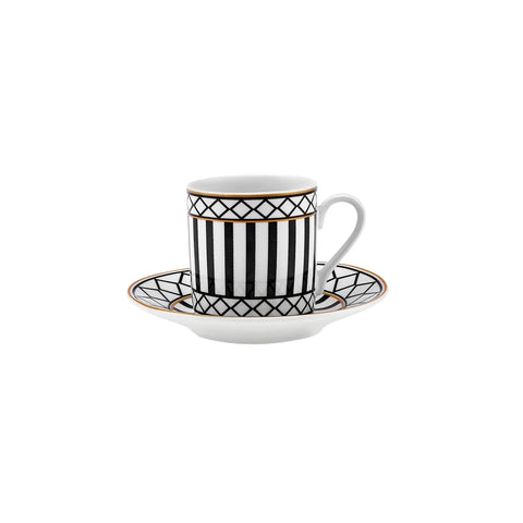 Karaca Helenistik 12-Piece Porcelain Espresso Turkish Coffee Cup Set for 6 People, 80ml, Black