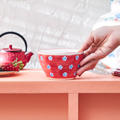 Karaca Primavera Stoneware Bowl, 13cm, Red