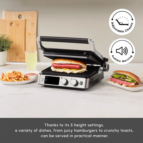 Karaca Compact Steel Pro Sear and Grill Inox 2008 Grill and Sandwich Toaster, 2000W