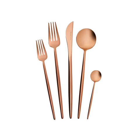 Karaca Jupiter 30-Piece Stainless Steel Cutlery Set for 6 People, Matte Rose Gold