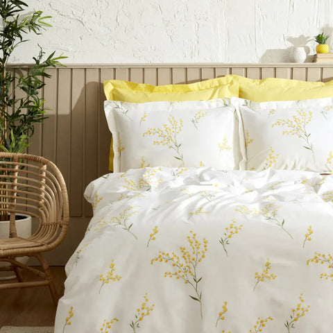 Karaca Home Loretta Yellow 100% Cotton Duvet Cover Set, Double