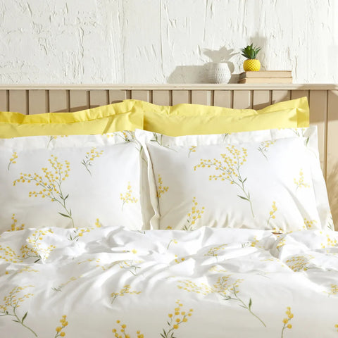 Karaca Home Loretta Yellow 100% Cotton Duvet Cover Set, Double