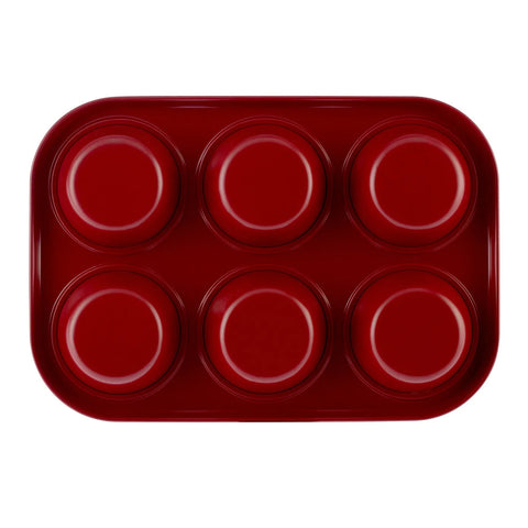 Karaca Rossana Non-Stick Metal Muffin Sheet, 25cm, Red