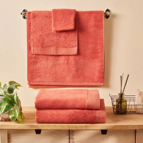 Karaca Home Chandler Modal Guest Towel, 30cmx50cm, Coral