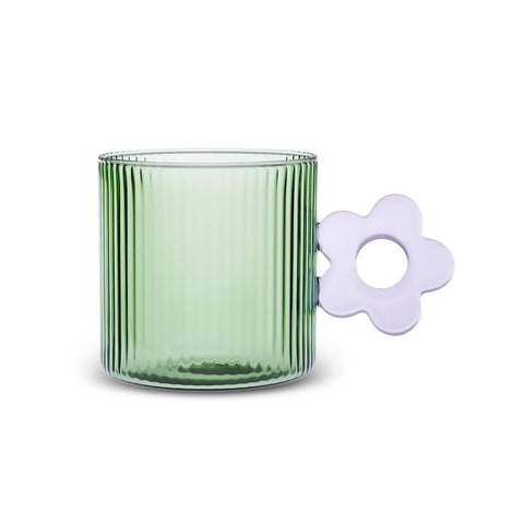 Karaca Miracle Glass Mug, 360ml, Blue Flower