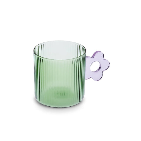 Karaca Miracle Glass Mug, 360ml, Blue Flower