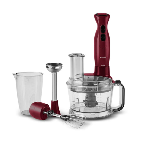 Karaca Pro-Multimax 6 in 1 Multi Purpose Food Processor, 2000W, Red